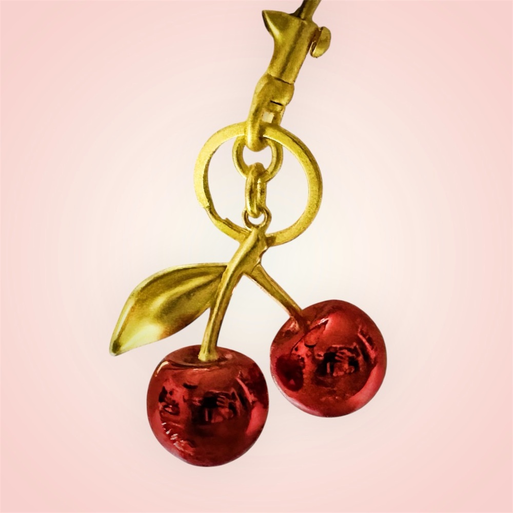 Gold and Red Cherry Keychain - Picture 3 of 12